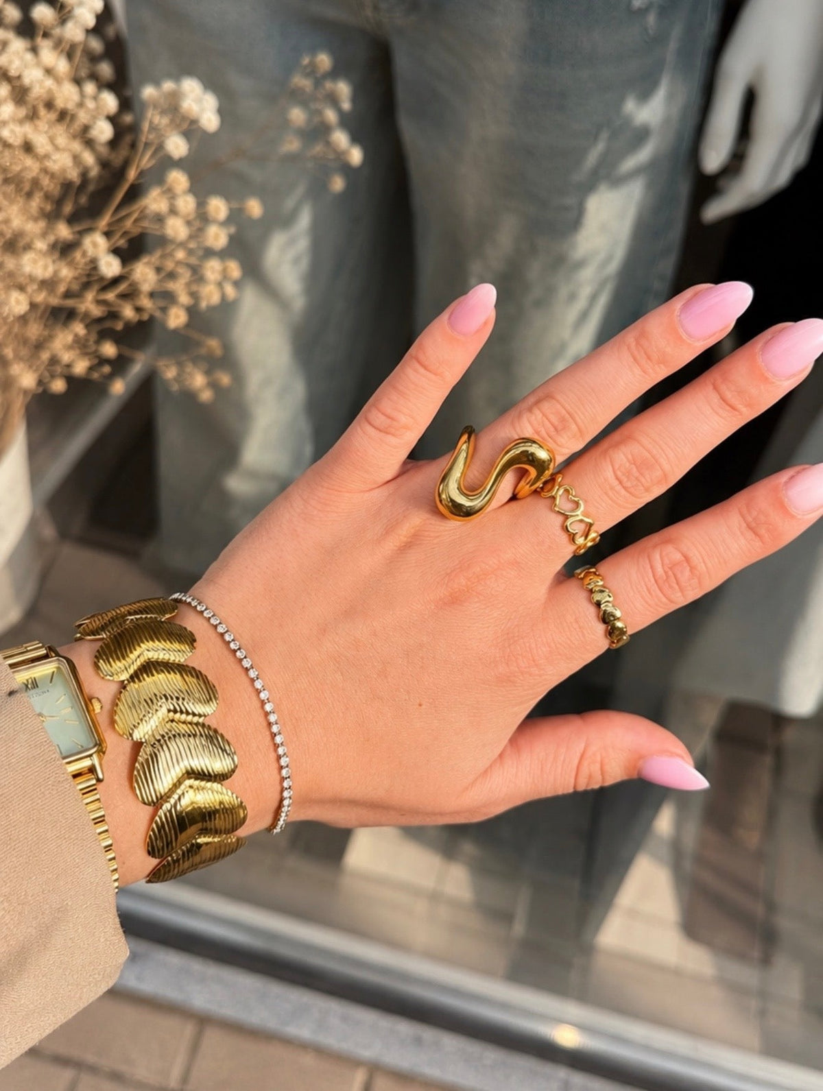  90 NOTES - zircon hoop earrings - goud