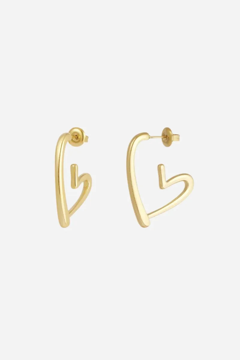  90 NOTES - hart hoop oorbellen - goud