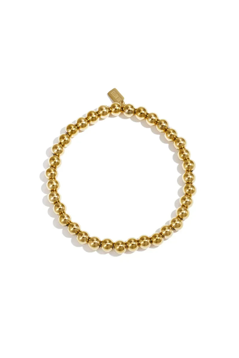  90 NOTES - 6mm kralen armband - goud