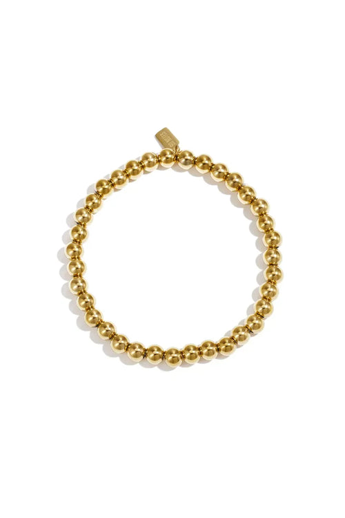  90 NOTES - 6mm kralen armband - goud