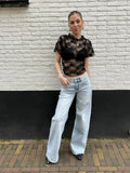  Low waist wide leg jeans 3910 - blauw