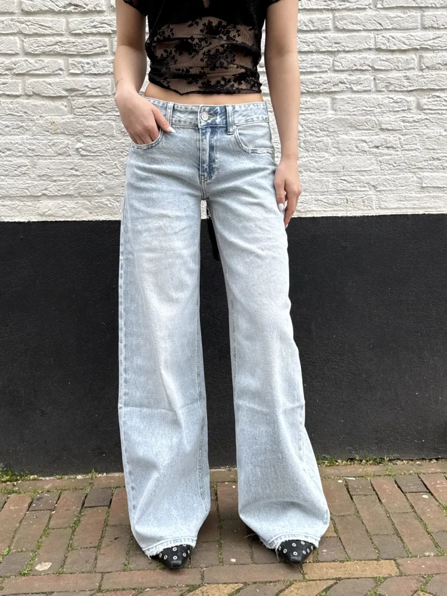  Low waist wide leg jeans 3910 - blauw