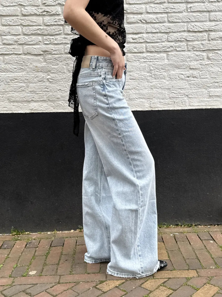  Low waist wide leg jeans 3910 - blauw