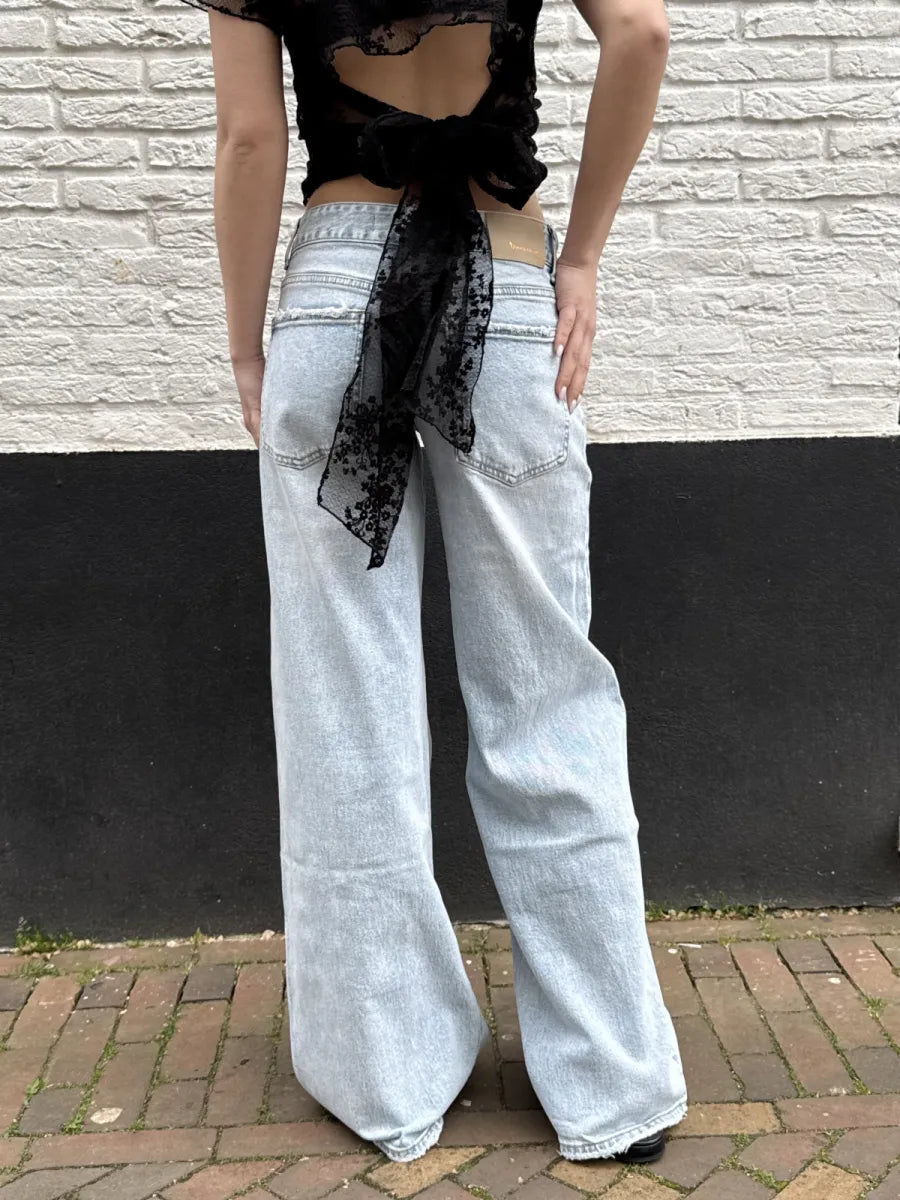  Low waist wide leg jeans 3910 - blauw
