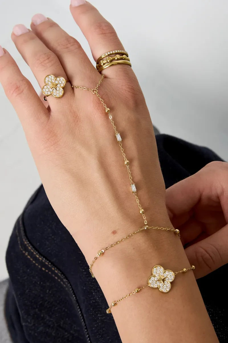  Handchain met bolletjes - goud