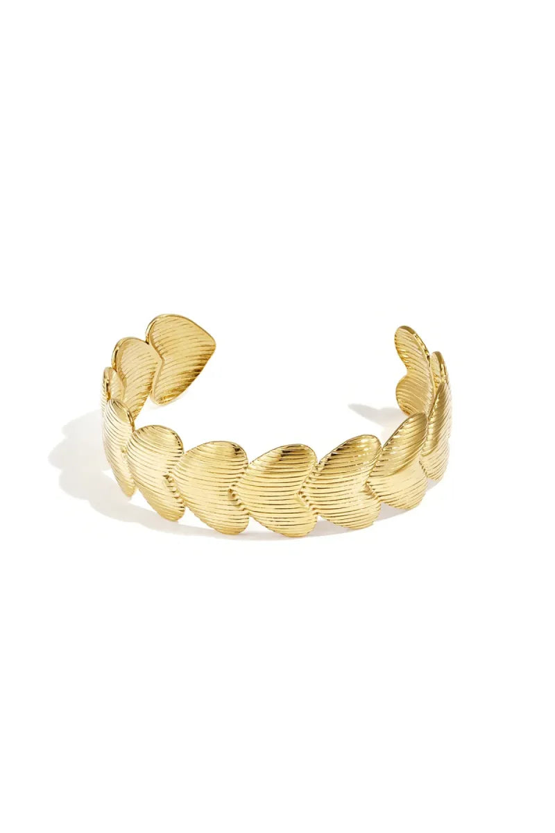  Gestreepte harten manchetarmband - goud