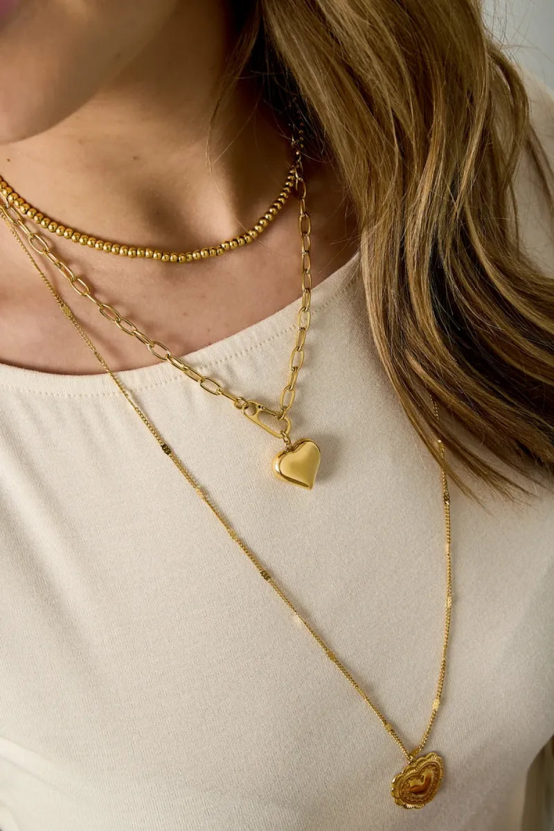  Ketting hangend hart met frontsluiting - goud