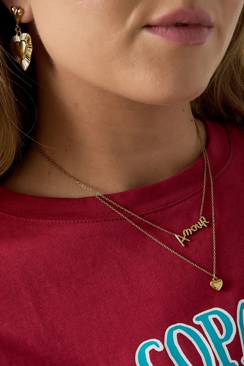  Gelaagde ketting amour met hart - goud