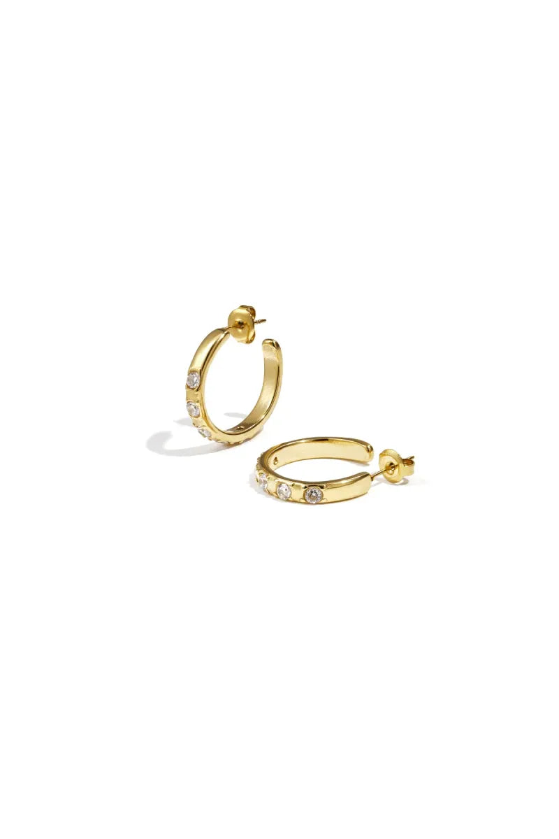  90 NOTES - zircon hoop earrings - goud