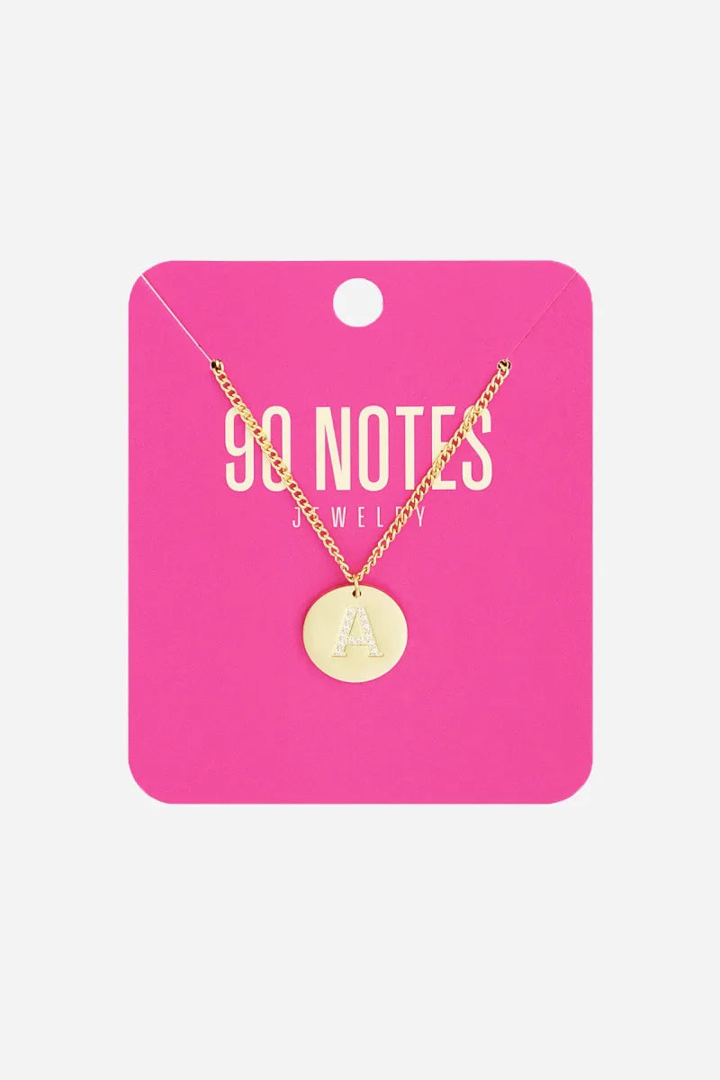  90 NOTES - strass initiaal ketting - goud