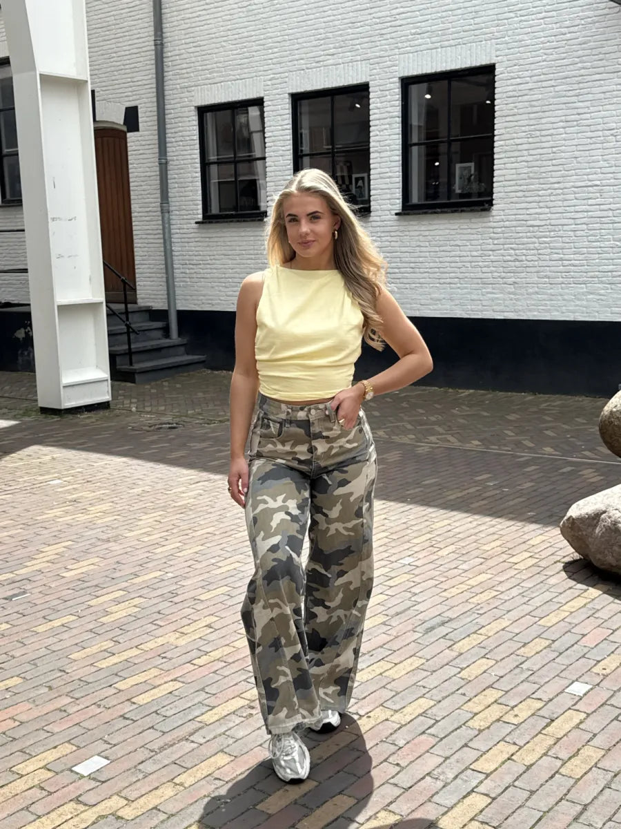  Army wide leg jeans - groen
