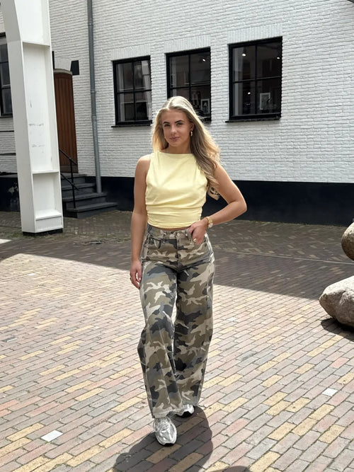  Army wide leg jeans - groen