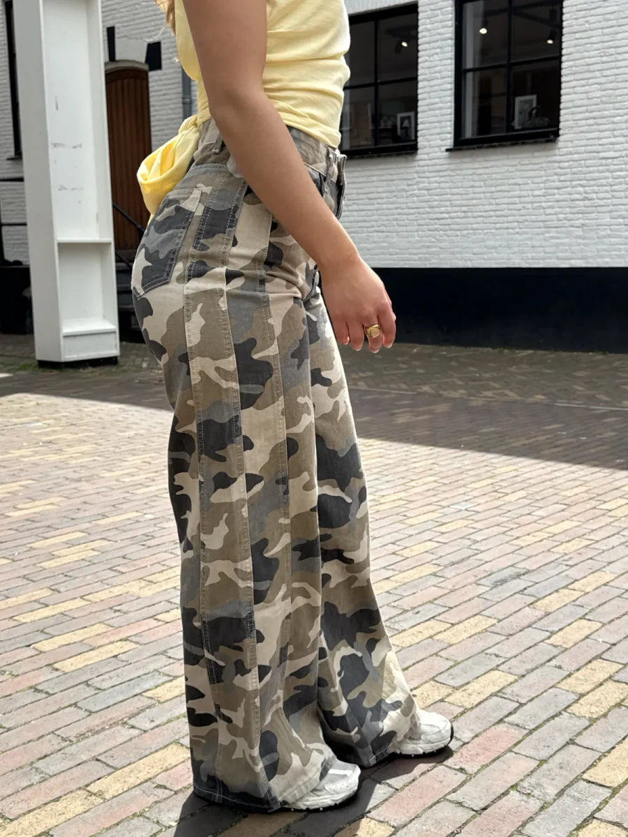 Army wide leg jeans - groen