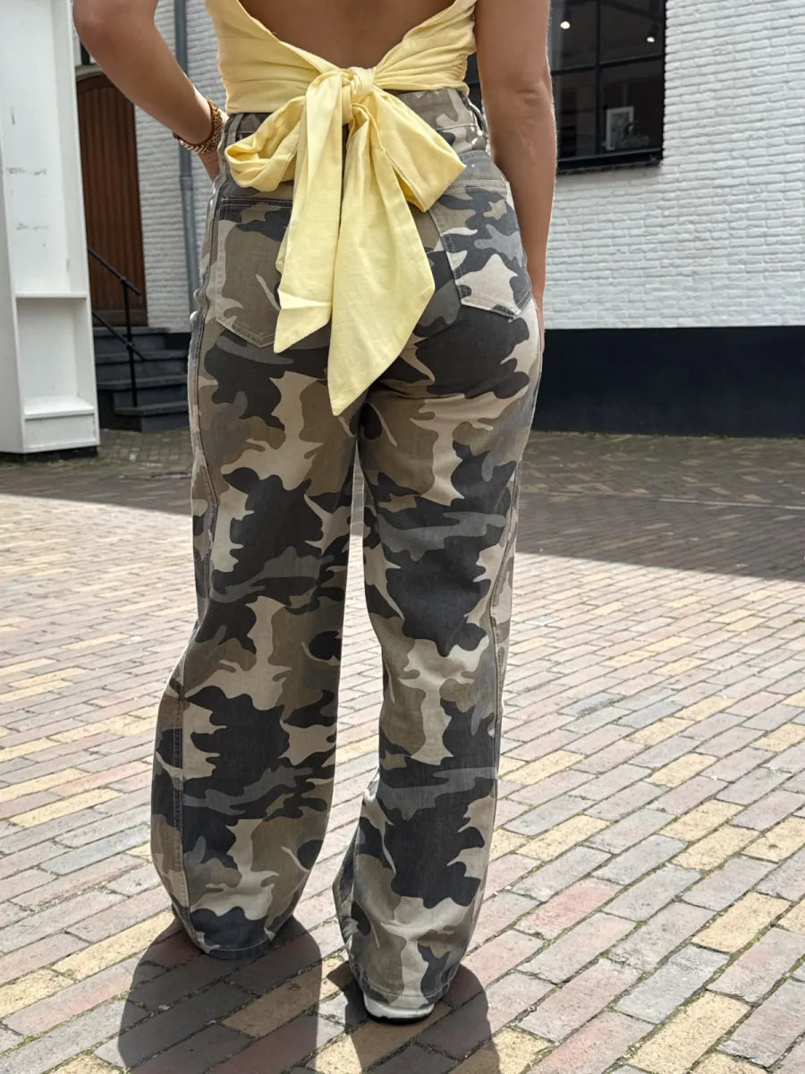  Army wide leg jeans - groen