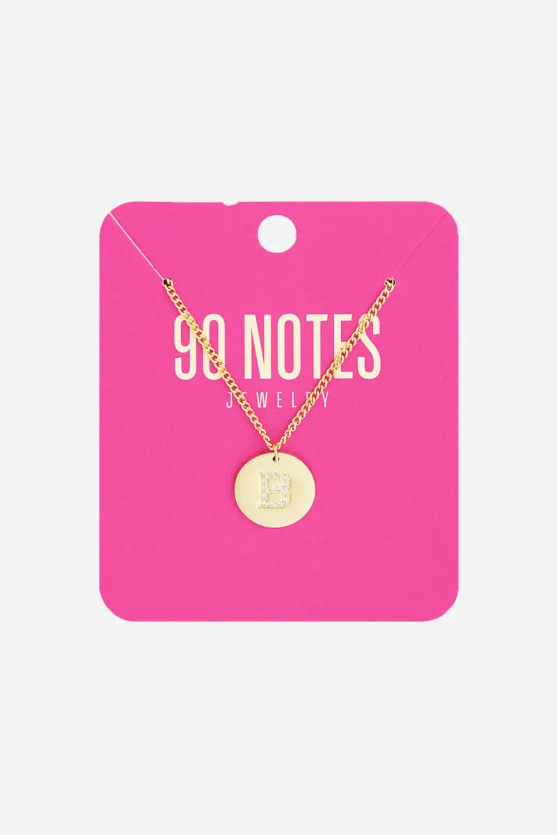  90 NOTES - strass initiaal ketting - goud