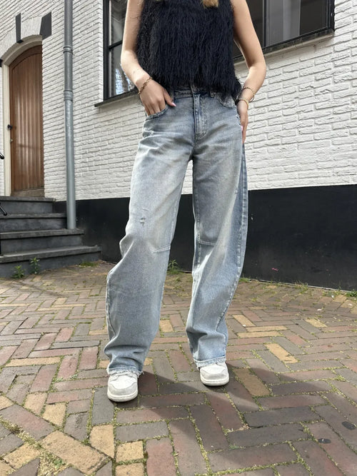  Barrel jeans dirty wash 3932 - mid blauw