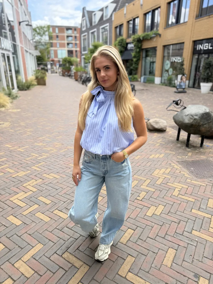  Ballon fit jeans elastieke taille 4110 - blauw