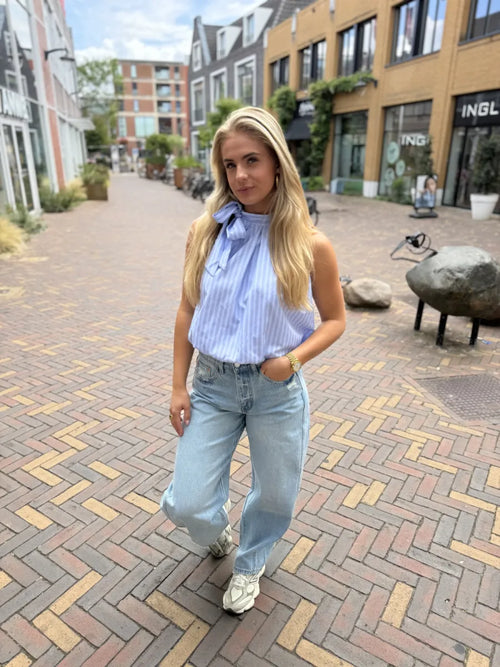  Ballon fit jeans elastieke taille 4110 - blauw