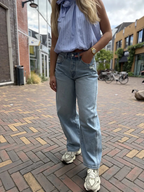  Ballon fit jeans elastieke taille 4110 - blauw