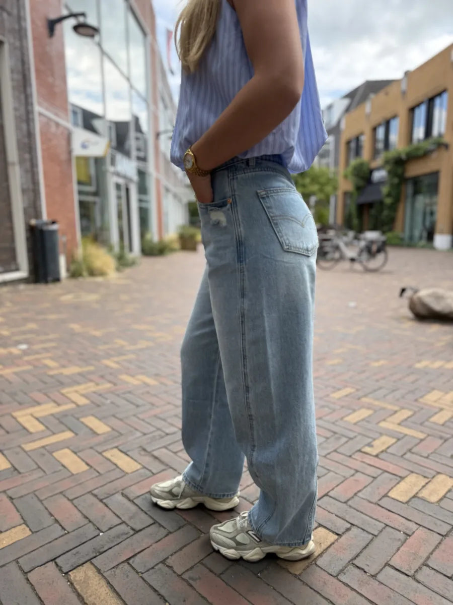  Ballon fit jeans elastieke taille 4110 - blauw