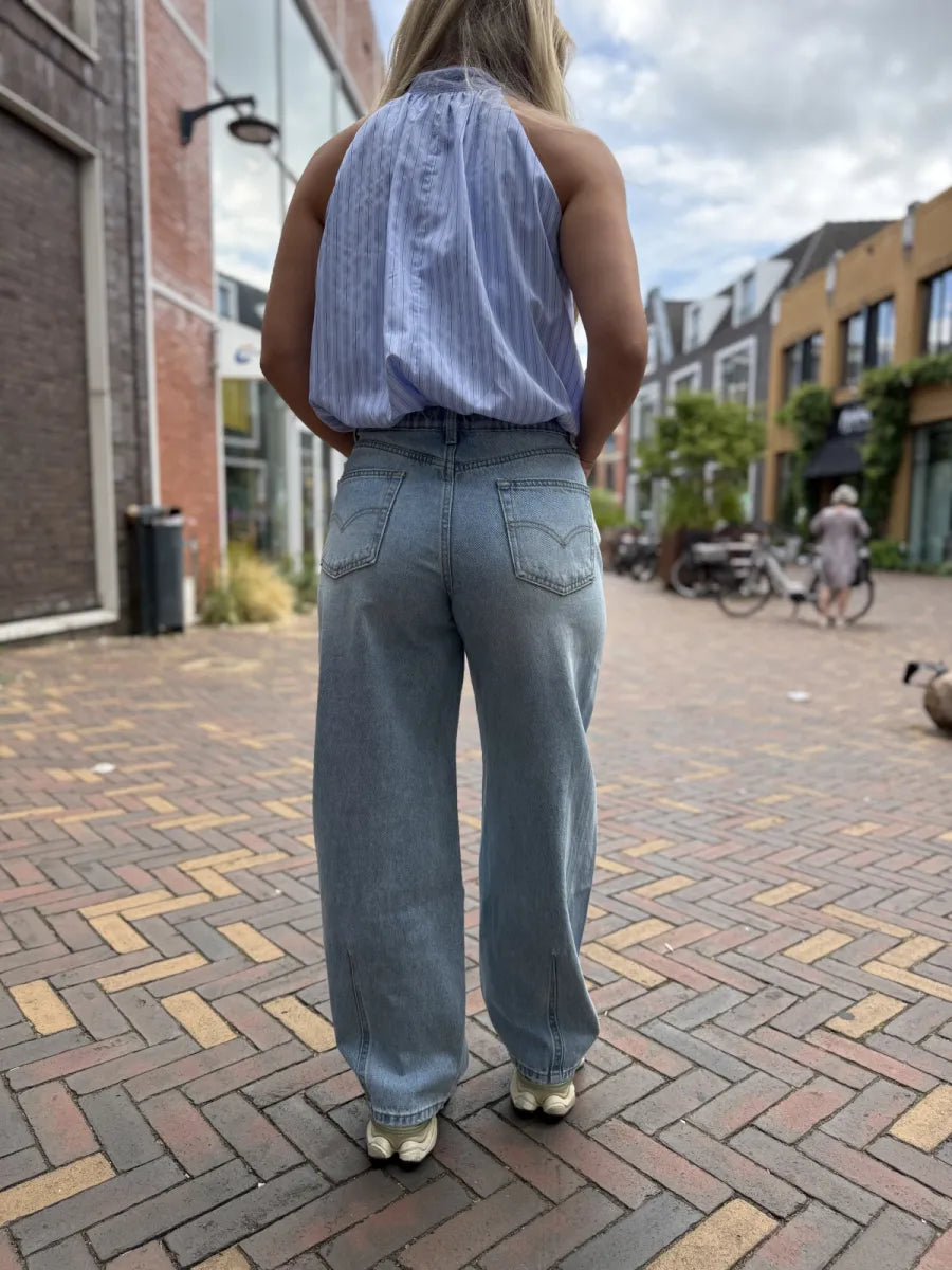  Ballon fit jeans elastieke taille 4110 - blauw