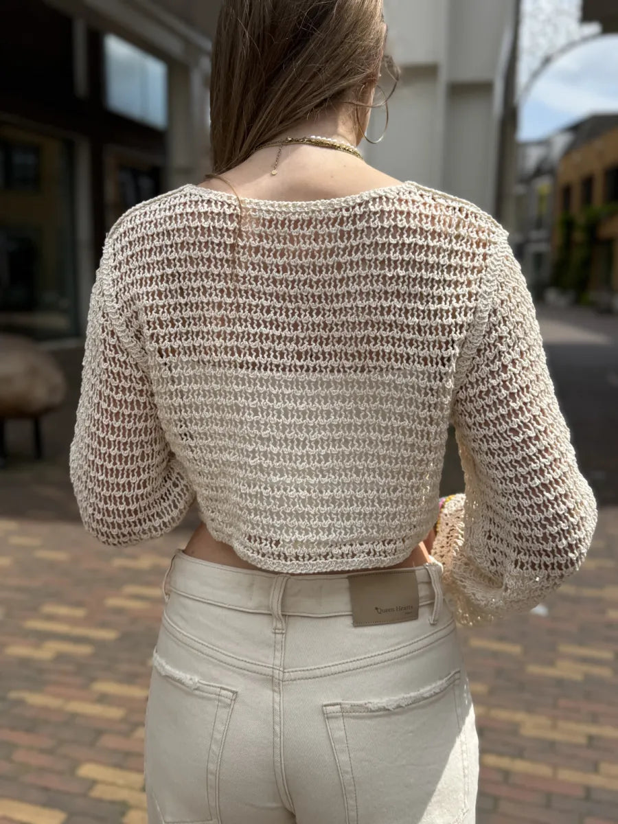  Beige gehaakte top