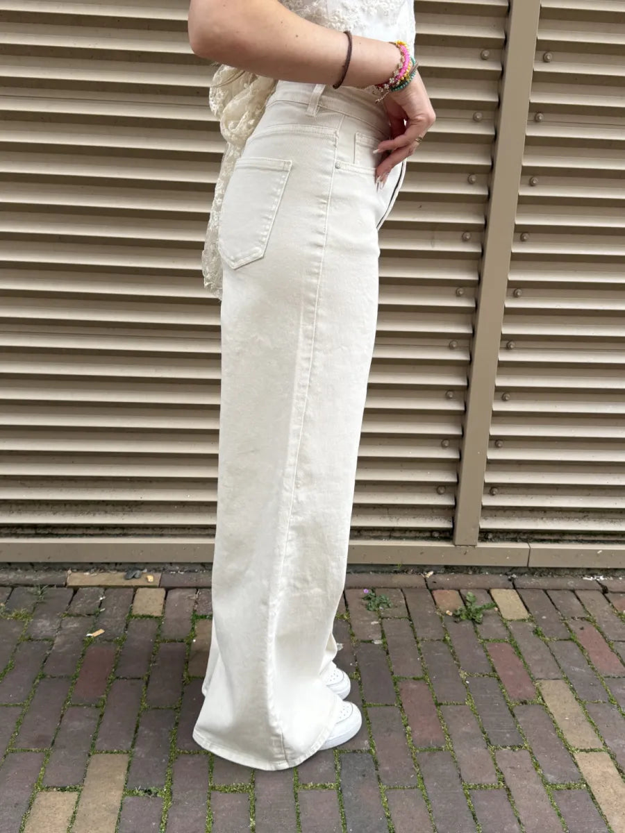  Tall wide leg jeans K9136 - beige