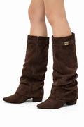  Belted overlay laarzen - bruin