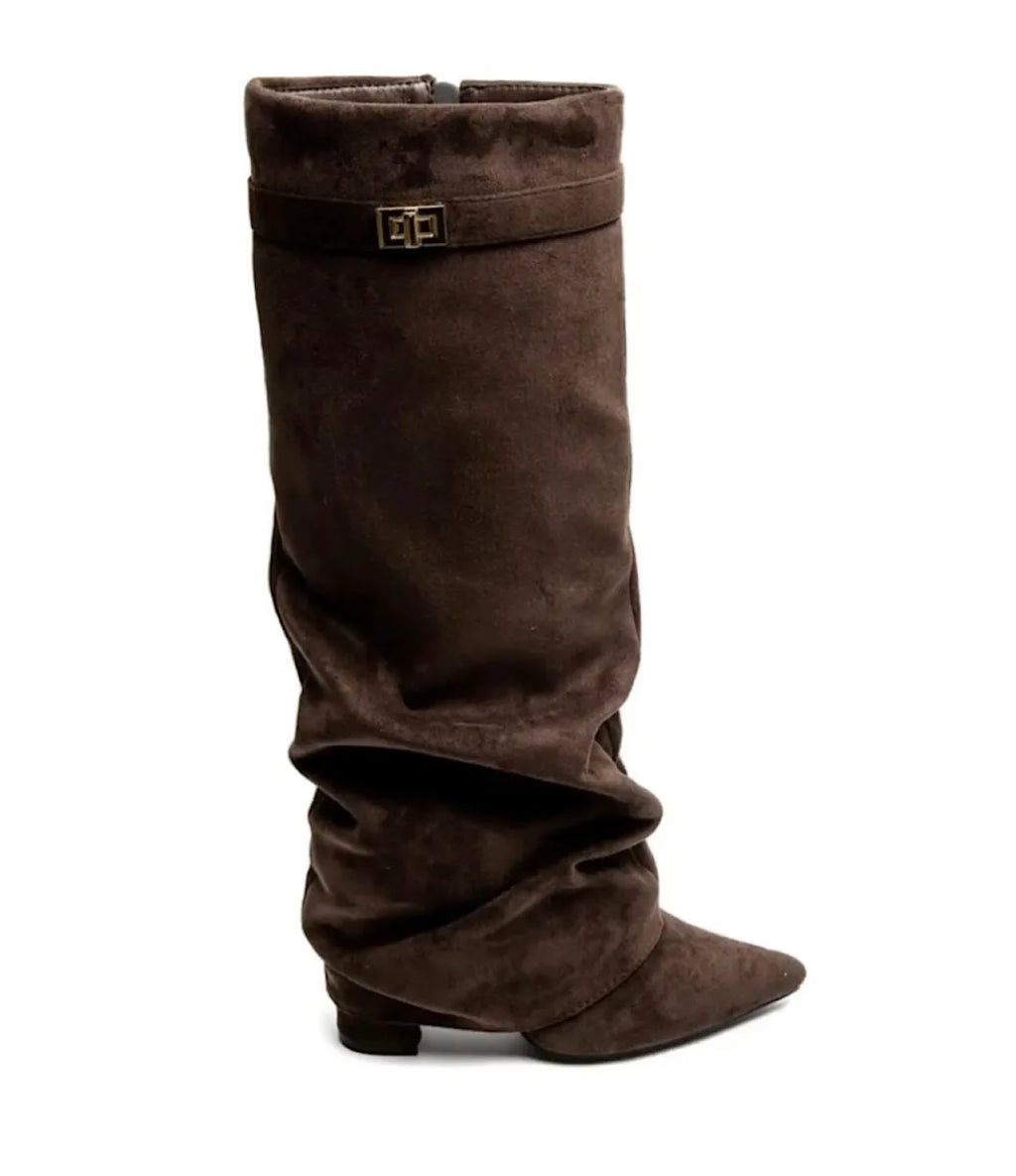  Belted overlay laarzen - bruin