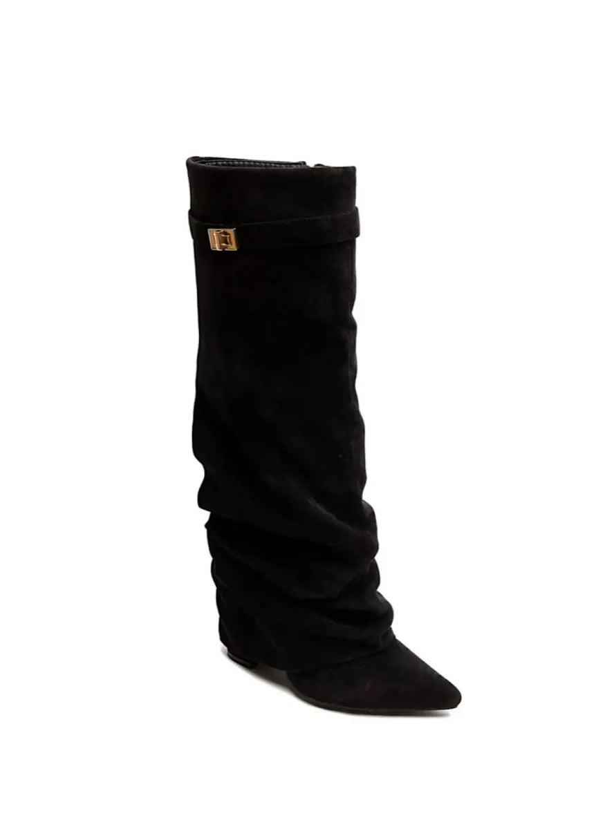  Belted overlay laarzen - zwart