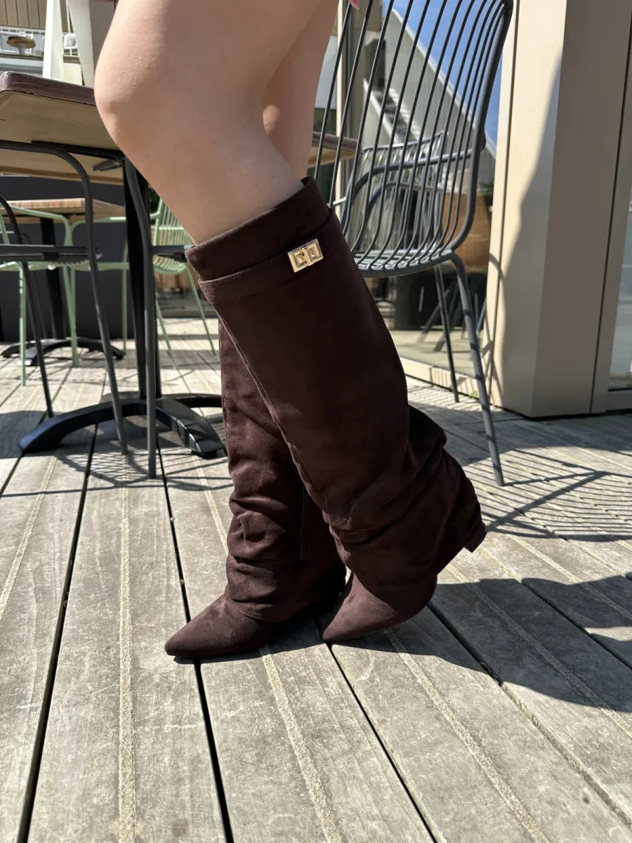  Belted overlay laarzen - bruin