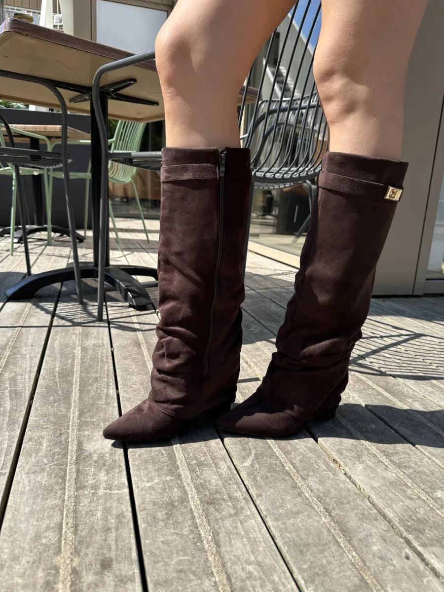  Belted overlay laarzen - bruin