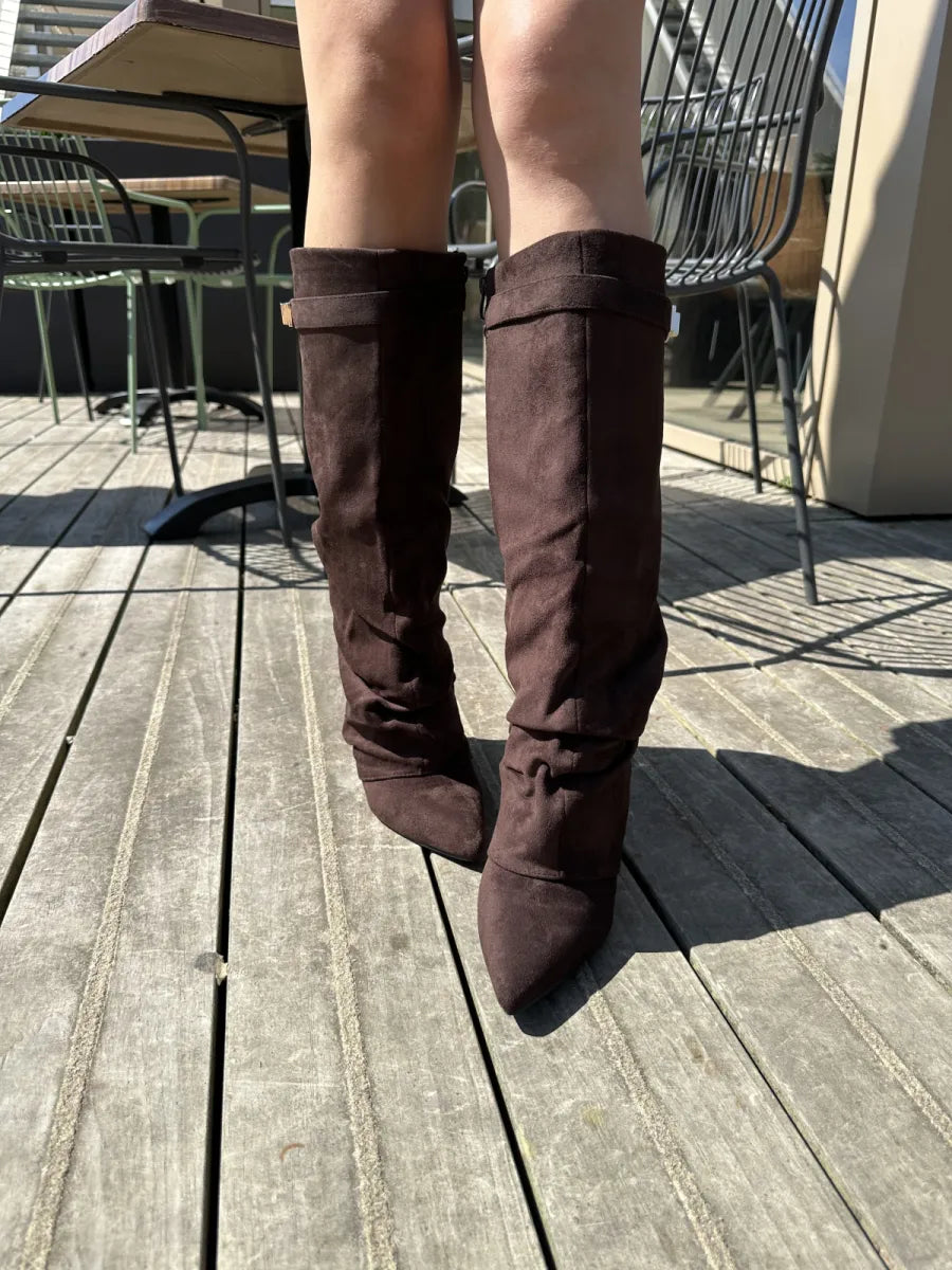  Belted overlay laarzen - bruin