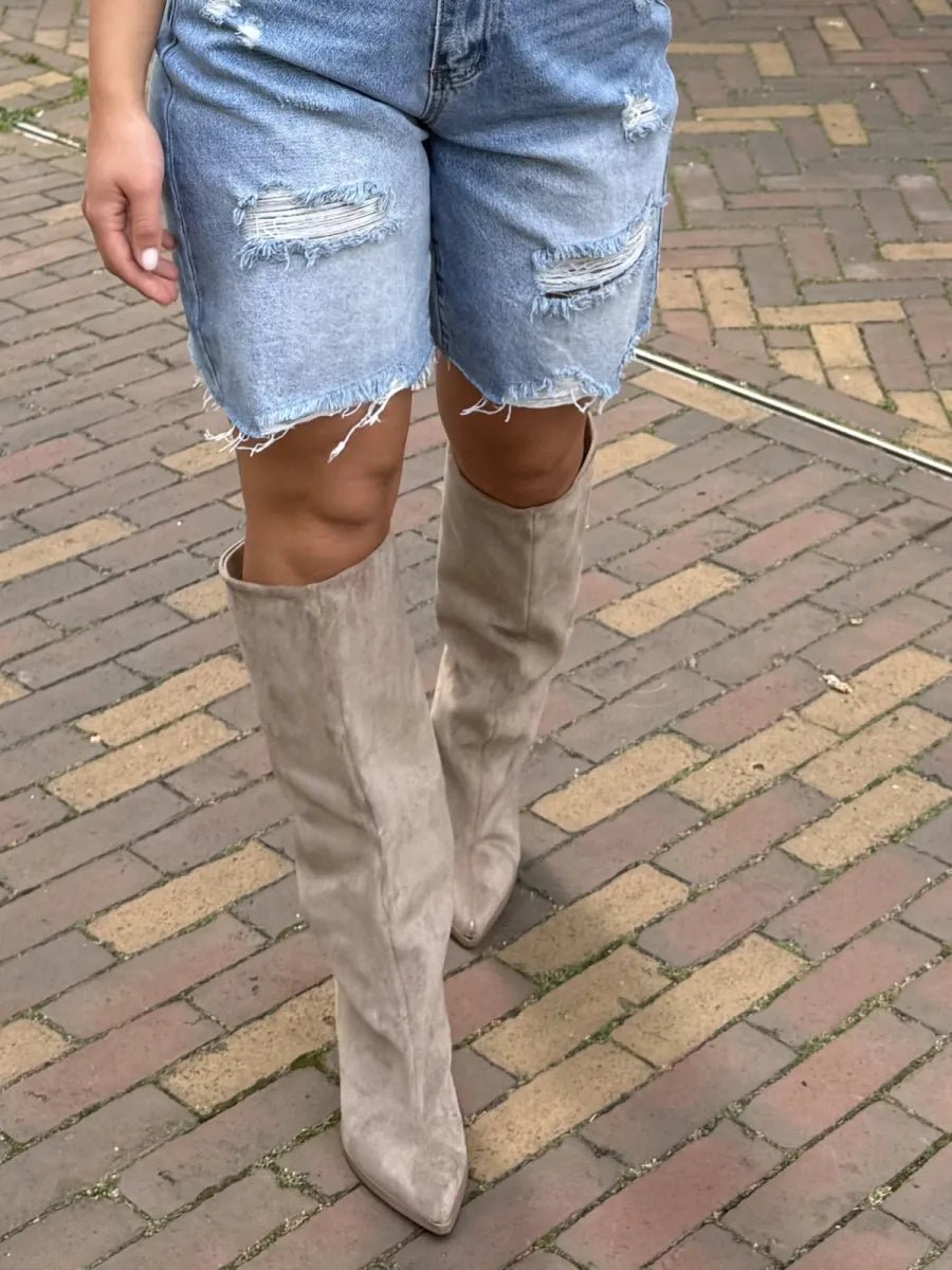  Cowboy laarzen met brede schacht - taupe