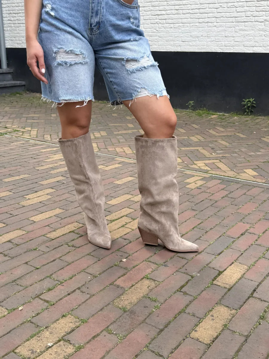  Cowboy laarzen met brede schacht - taupe
