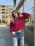  Longsleeve met overslag - bordeaux/ fuchsia