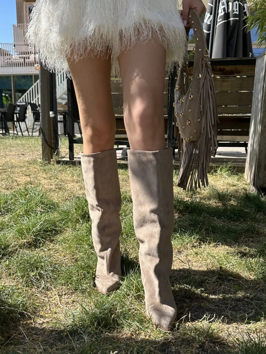  Cowboy laarzen met brede schacht - taupe