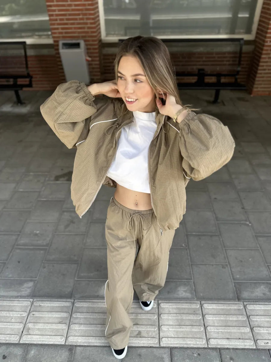  Squared trackpants Nisa - taupe
