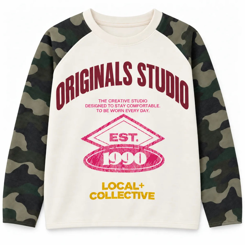 Zoetemint Army longsleeve ORIGINALS - ecru/ groen