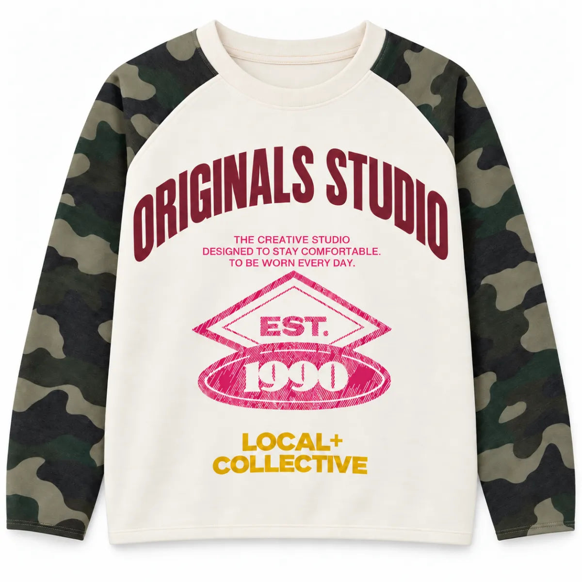 Zoetemint Army longsleeve ORIGINALS - ecru/ groen