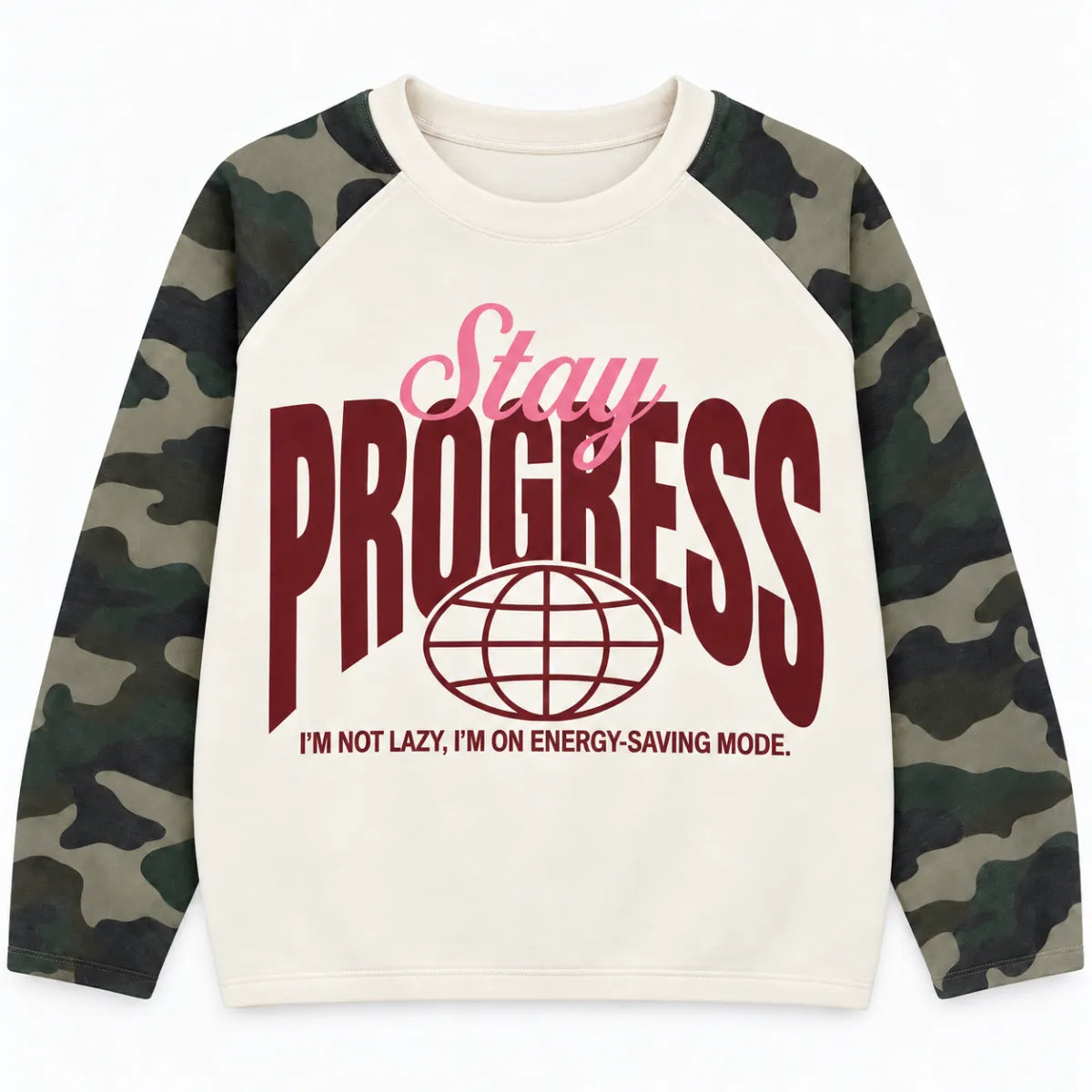 Zoetemint Army longsleeve PROGRESS - ecru/ groen