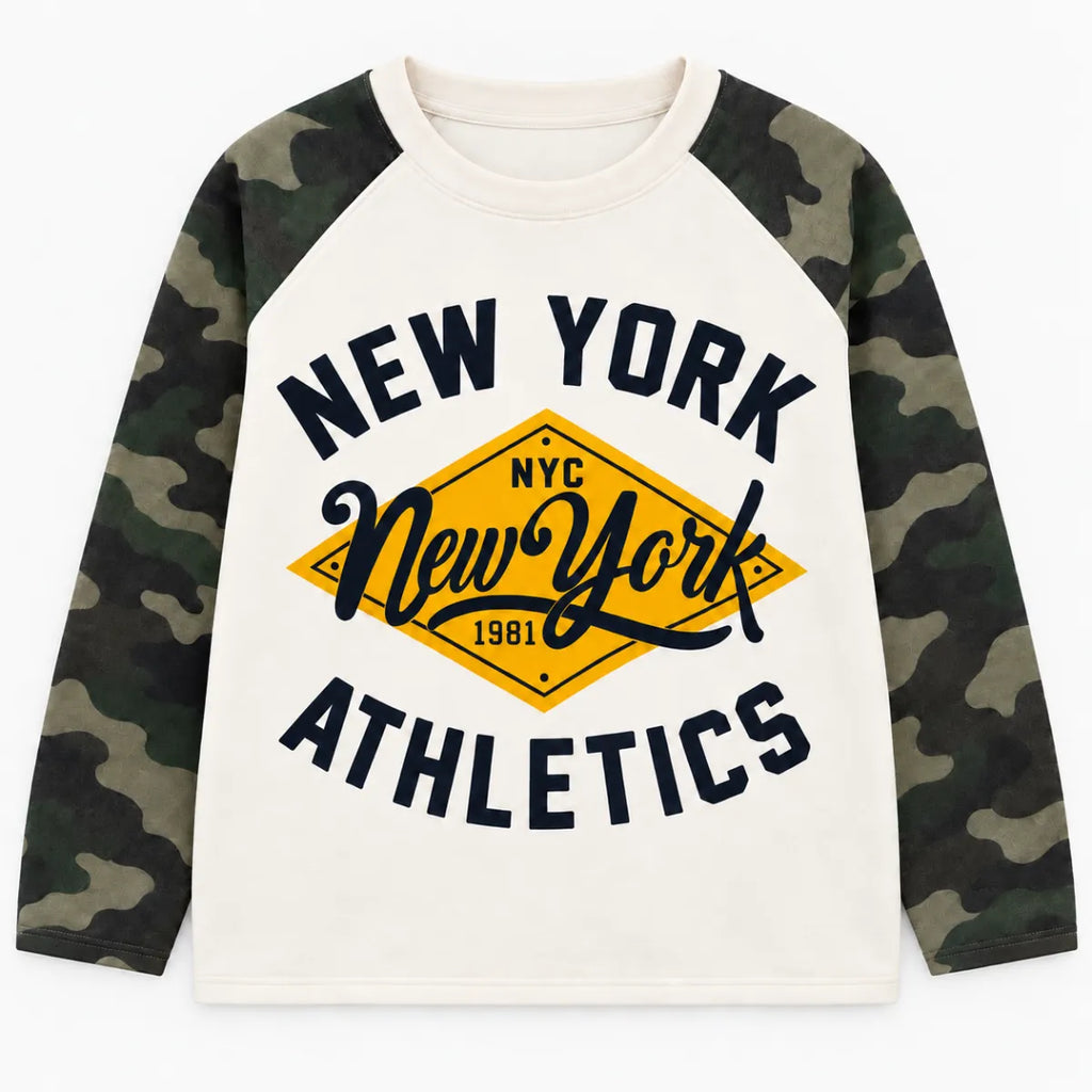 Zoetemint Army longsleeve NEW YORK - ecru/ groen