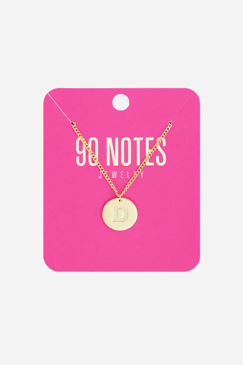  90 NOTES - strass initiaal ketting - goud