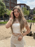  Kanten top met open rug Louise - beige