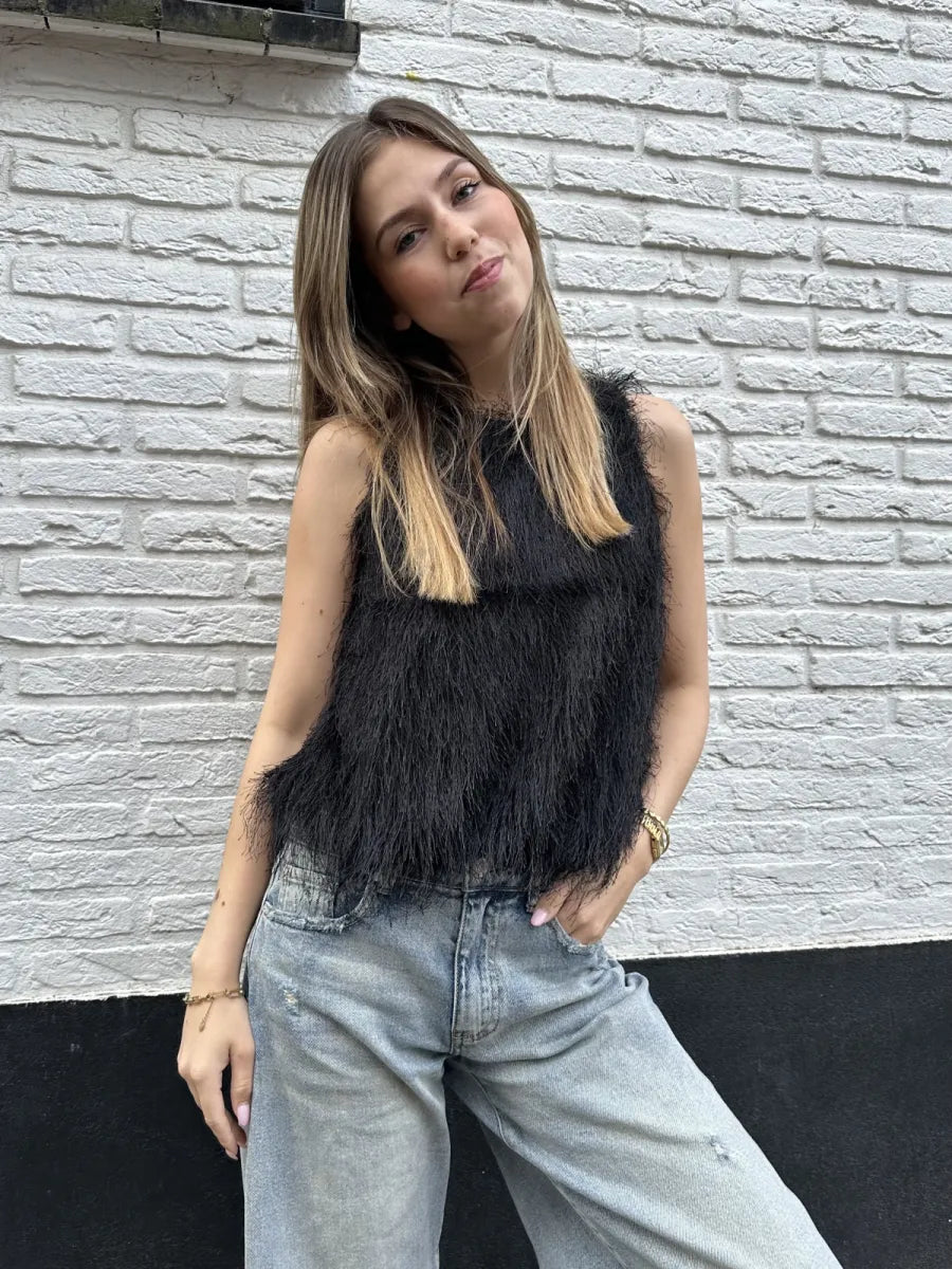  Fluffy topje Lulu - zwart