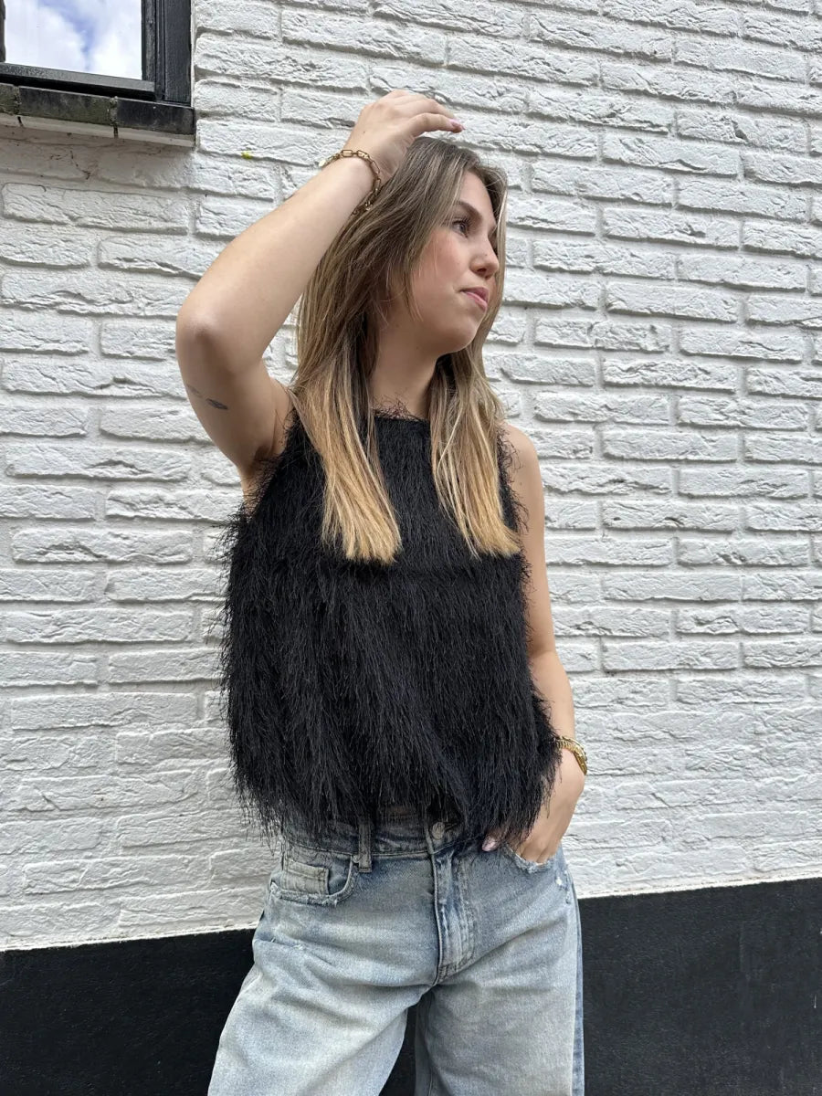  Fluffy topje Lulu - zwart
