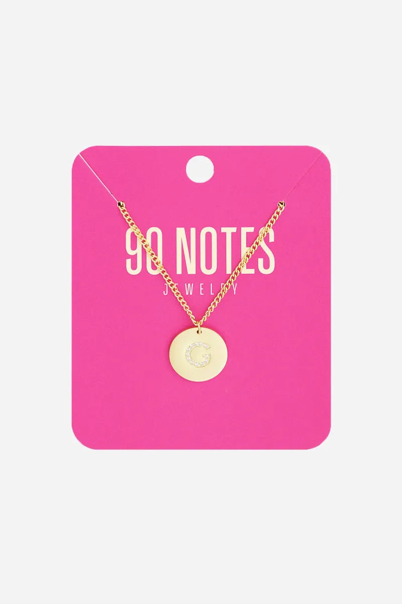  90 NOTES - strass initiaal ketting - goud