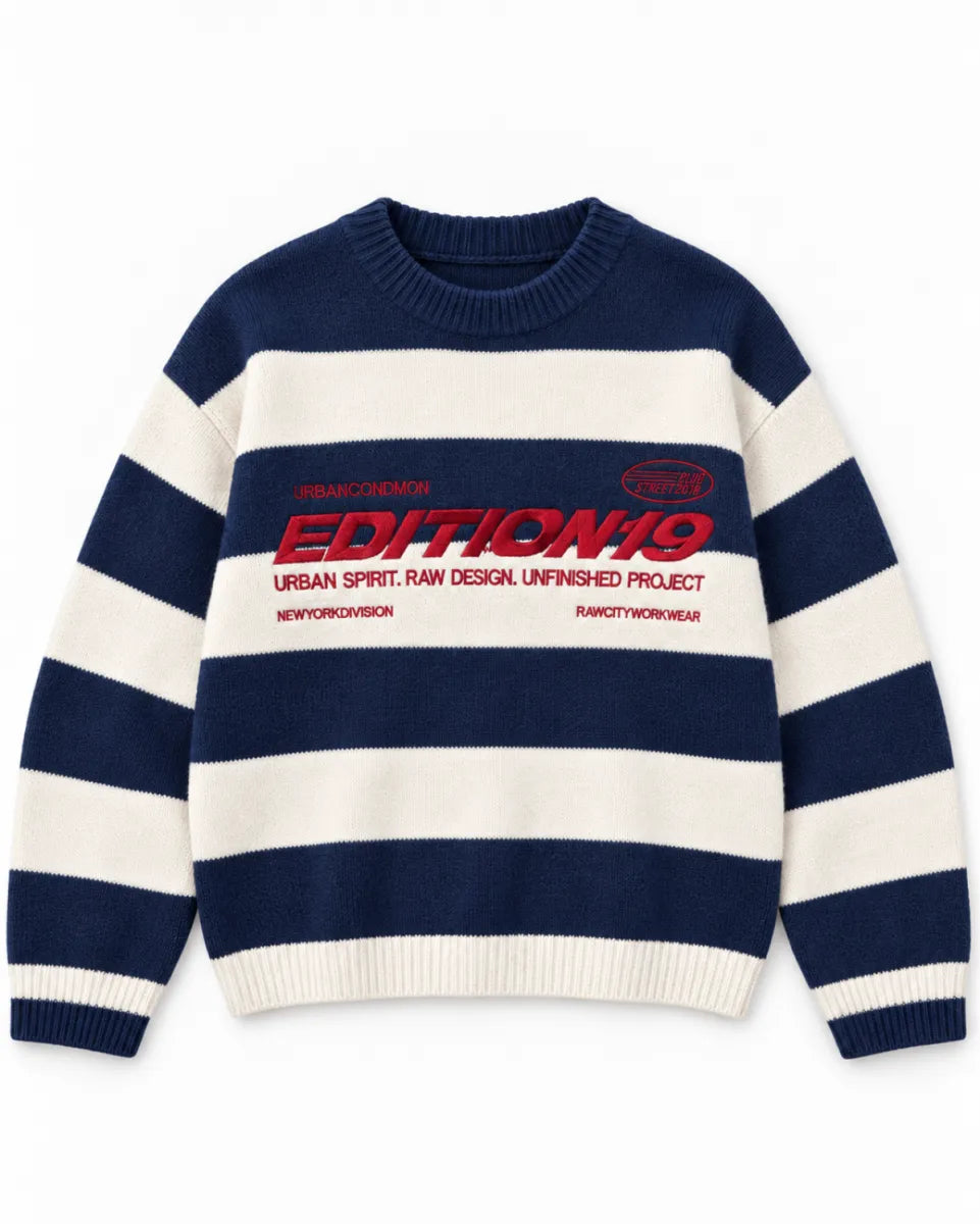  Gestreepte trui EDITION  - navy/ ecru