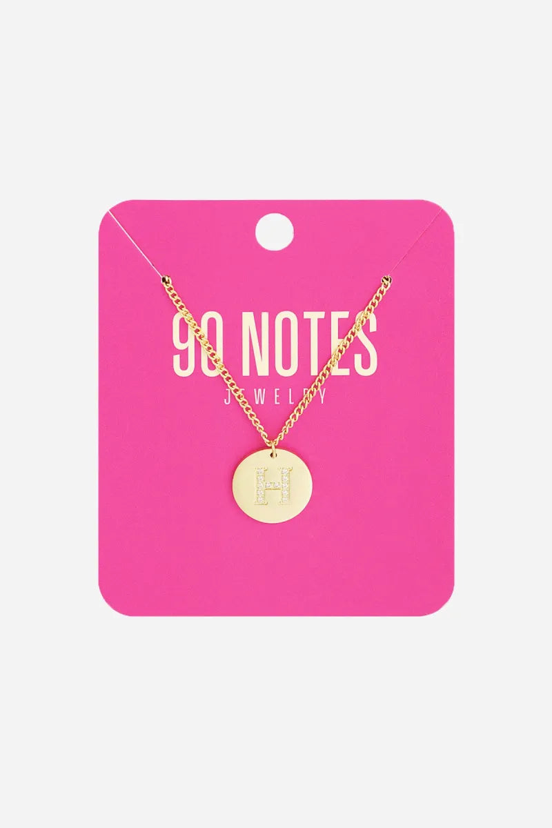  90 NOTES - strass initiaal ketting - goud
