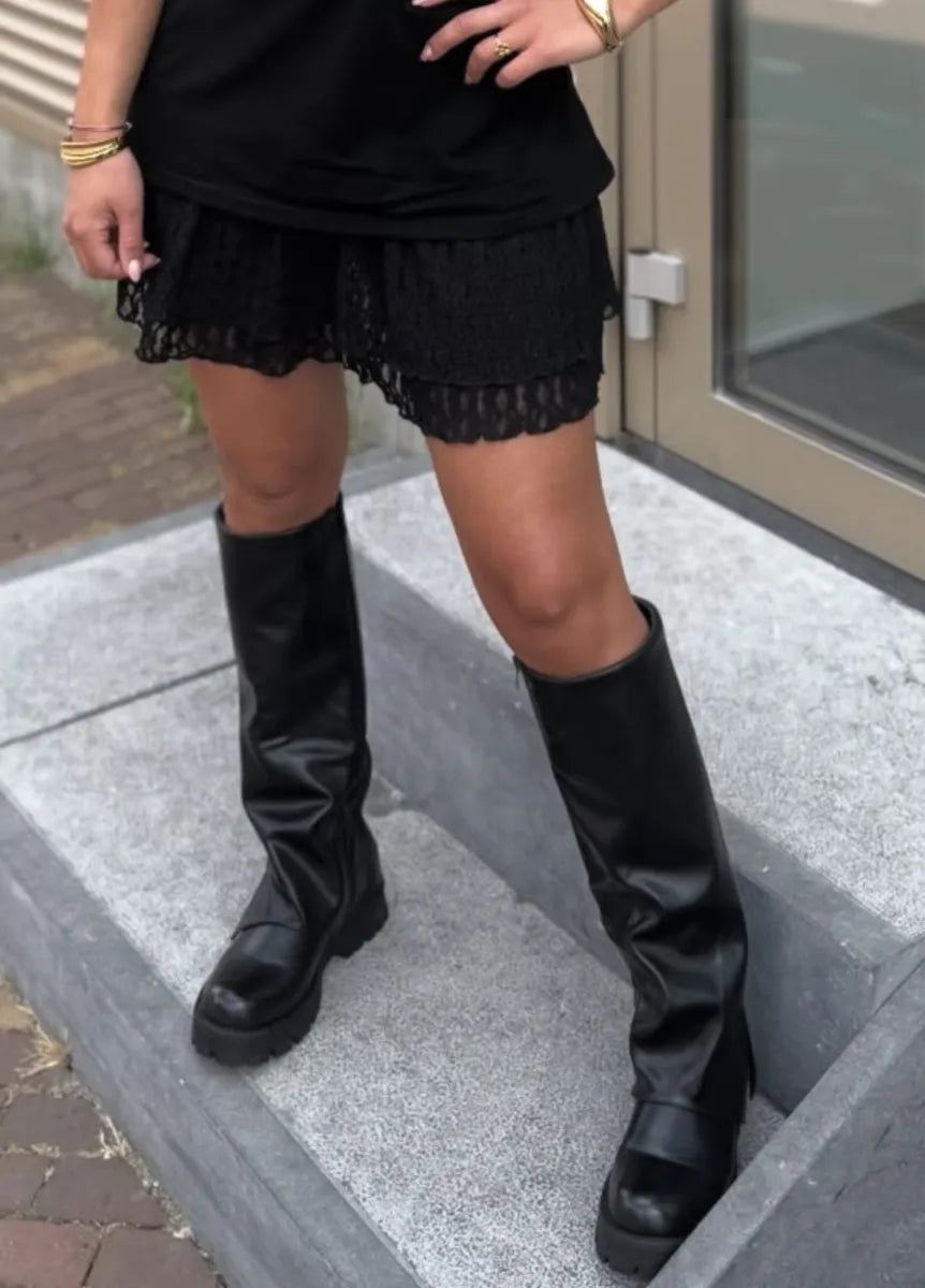  Grove laarzen met overlay - zwart